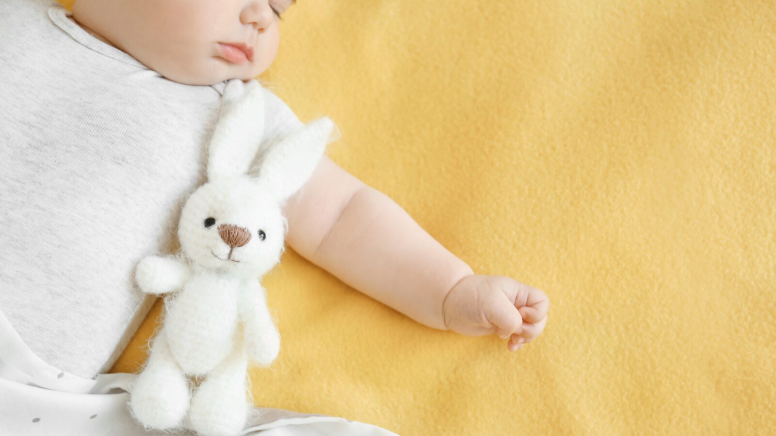 うさぎのぬいぐるみと赤ちゃん